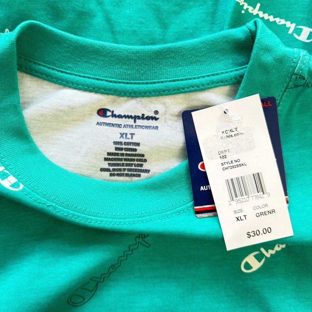 Champion Men’s Green T-Shirt Size XLT - Picture 2 of 4